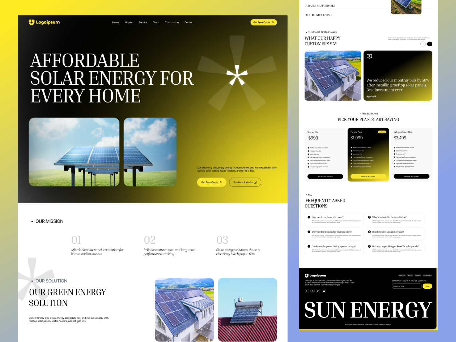 Example of Solar, Wind Energy Website Design 3 Page